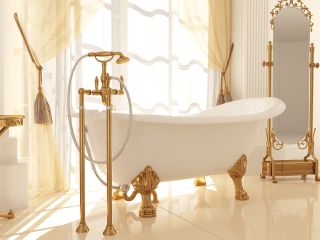 Ванна из искусственного камня AquaStone Скарлет 170x80см ножки бронза